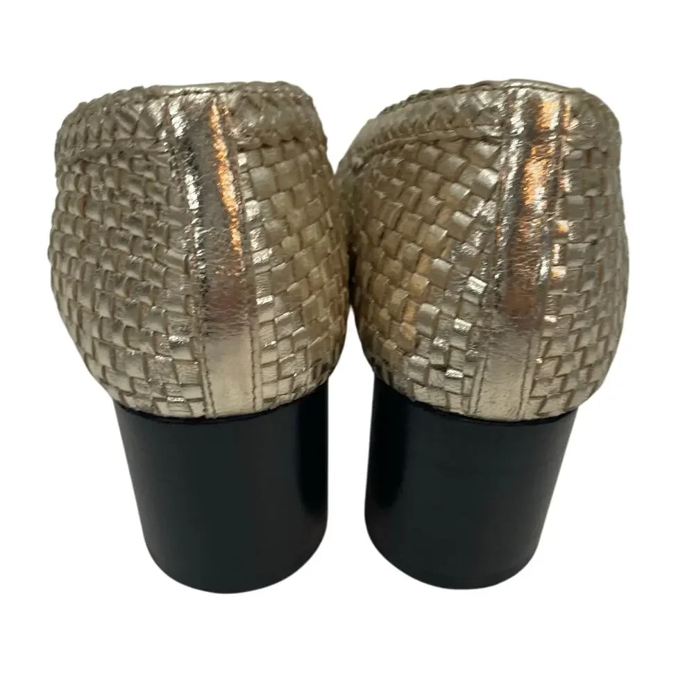Anthropologie Pilcro 36 / 6 Woven Ballet Heels Metallic Gold